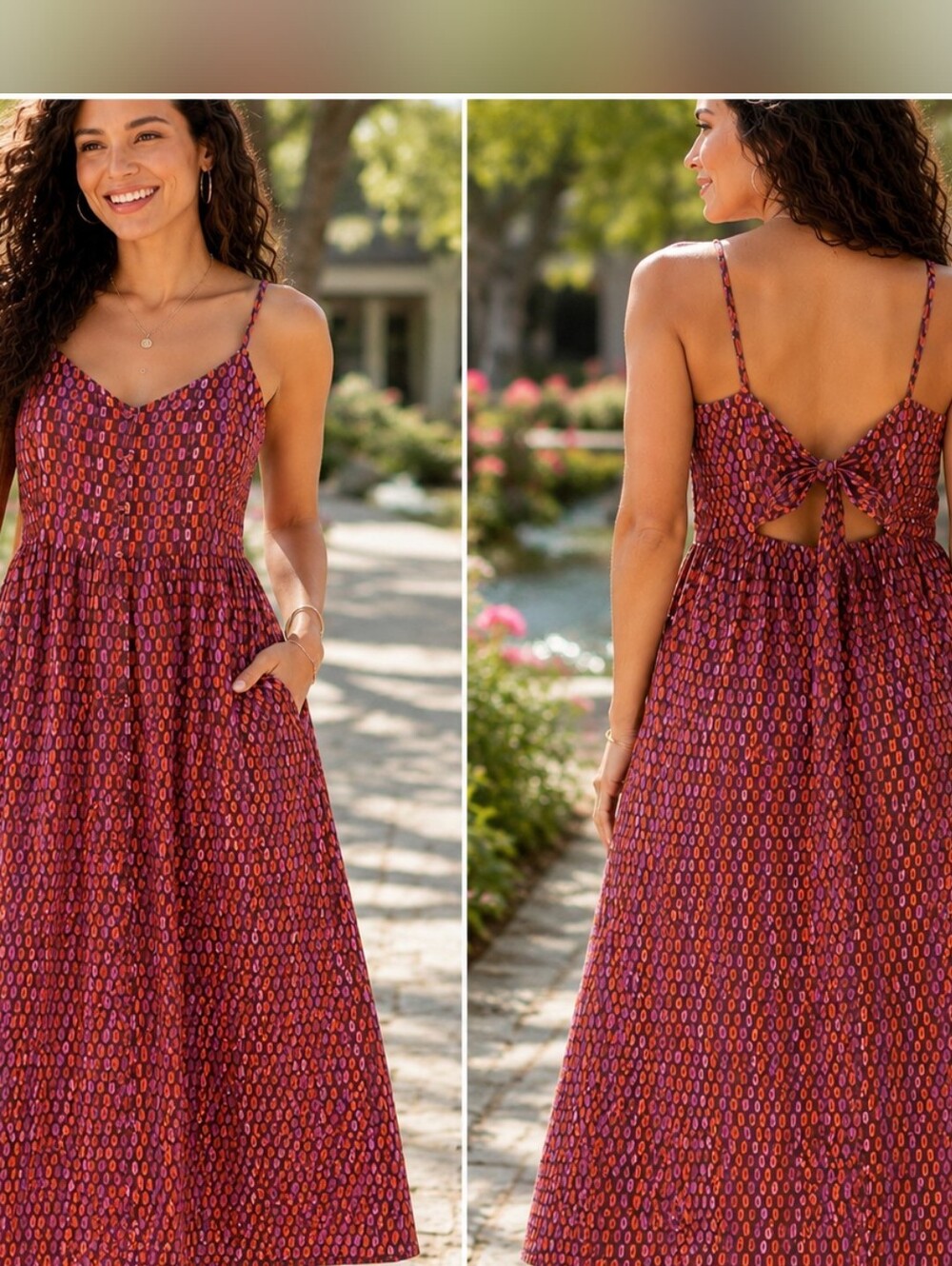 🌞 NWT Universal Thread XL Printed Midi Sundress | Pockets |100% Cotton